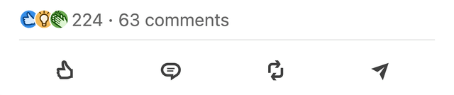 LinkedIn engagement — 224 reactions, 63 comments