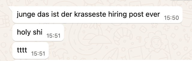 WhatsApp reaction — krasseste hiring post ever
